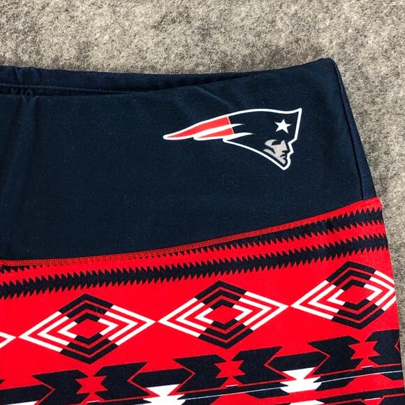 New England Patriots Womens Leggings Medium Red Blue Mid Rise Geometric Print - Picture 7 of 12
